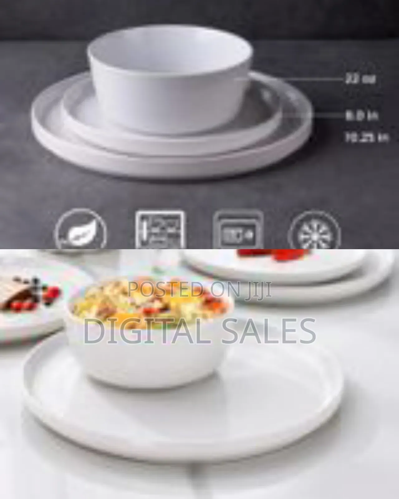 Dinnerware Sets for 6, 18 Piece Stoneware Plates and Bowls Set, Chip