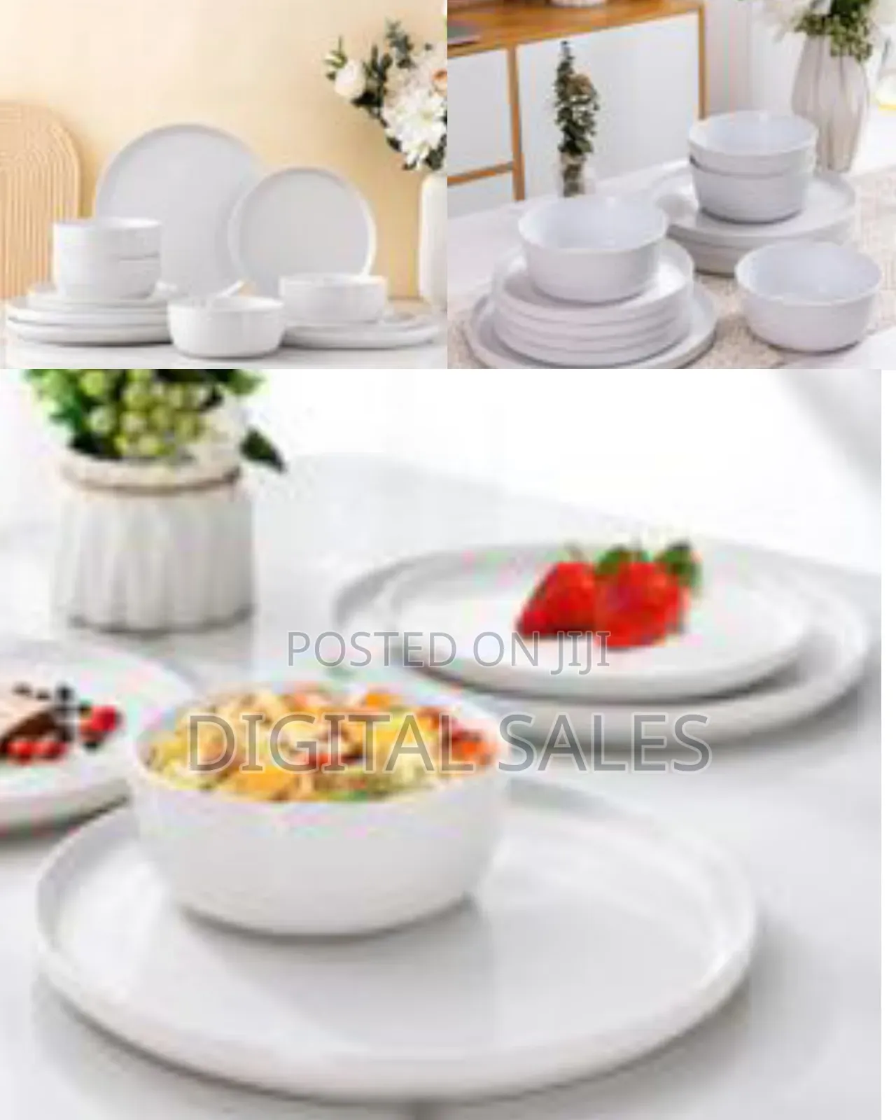 Dinnerware Sets for 6, 18 Piece Stoneware Plates and Bowls Set, Chip