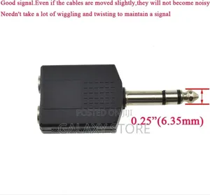 6.35mm F-TRS Stereo Plug Audio 1 Male 1/4 Inch and 2 Female Splitter
