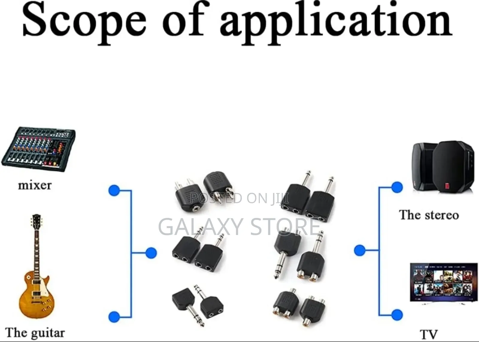 6.35mm F-TRS Stereo Plug Audio 1 Male 1/4 Inch and 2 Female Splitter