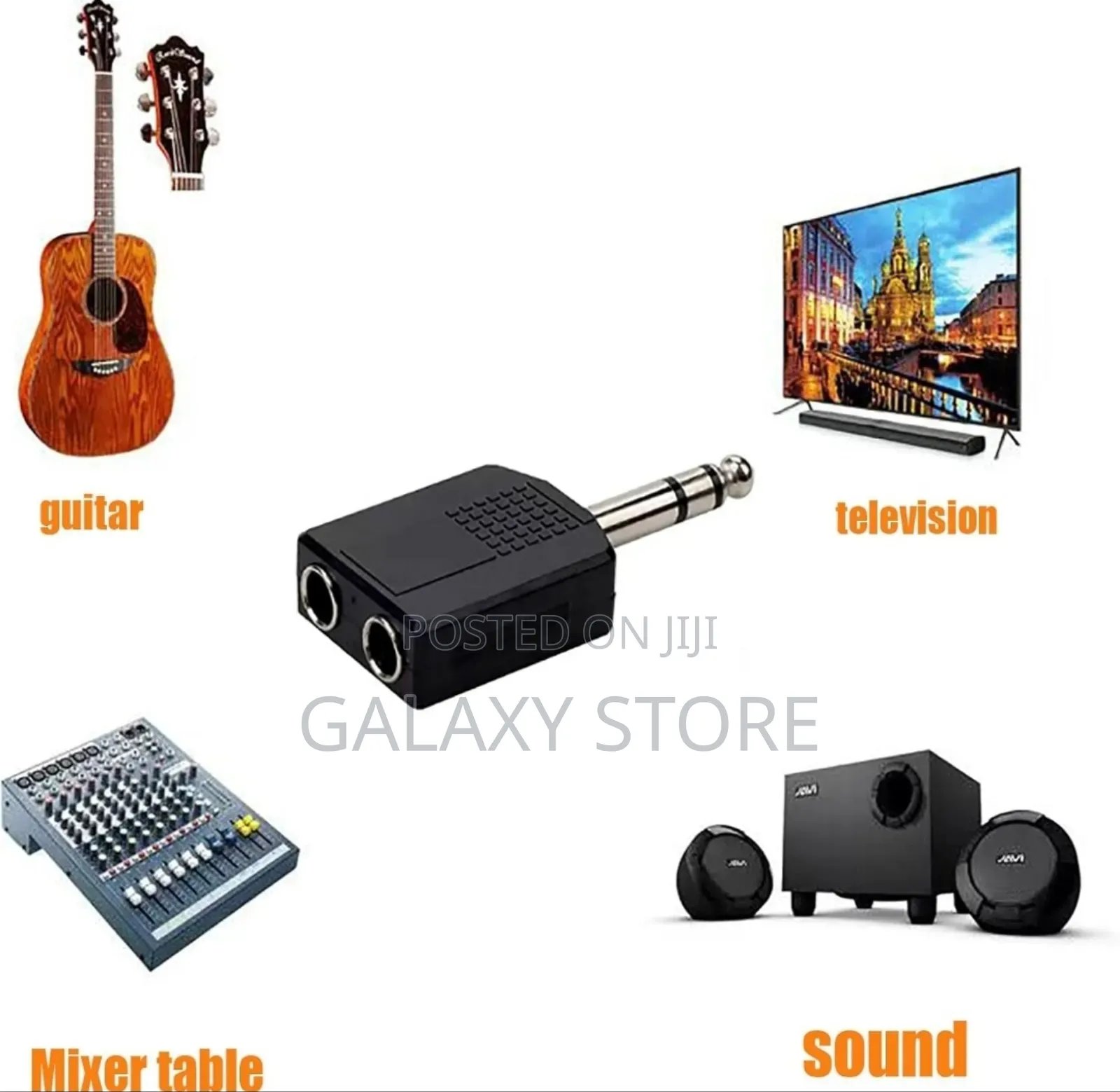 6.35mm F-TRS Stereo Plug Audio 1 Male 1/4 Inch and 2 Female Splitter