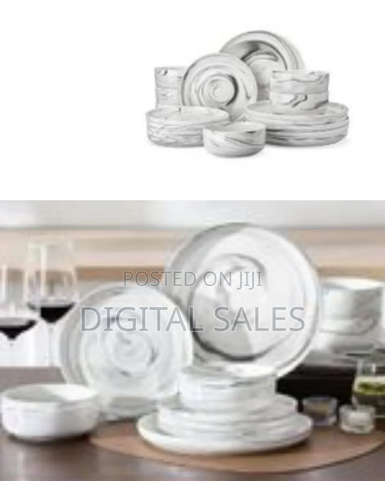 18 Piece Porcelain Chip Resistant Dinner Sets for 6 People, Marble