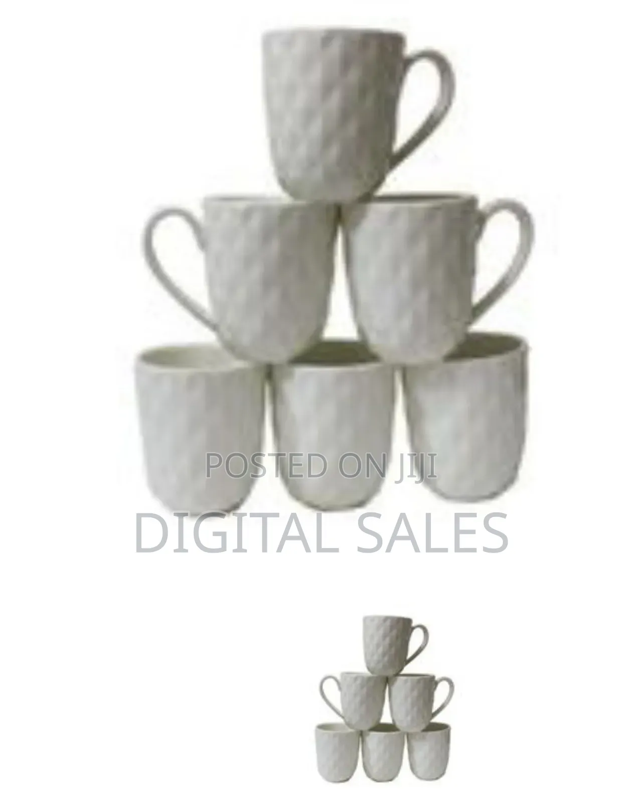 6 Pieces of Tea Coffee Cups Mugs on Wooden Stand