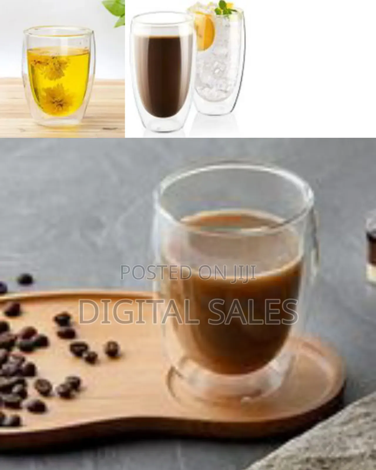6-Piece ,12 Oz Glass Cups, Double Walled Thermo