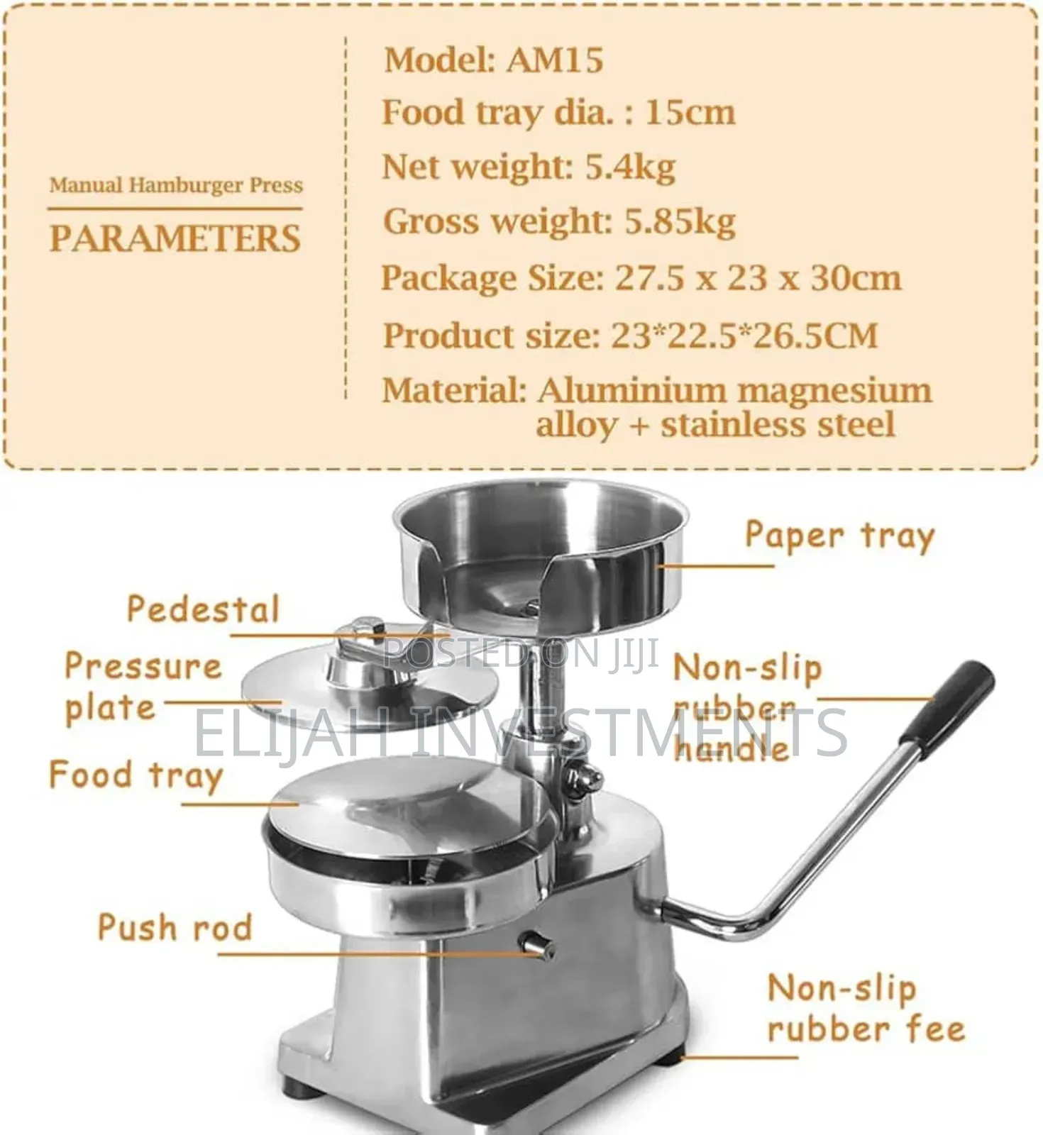 Manual Commercial Hamburger Press Machine