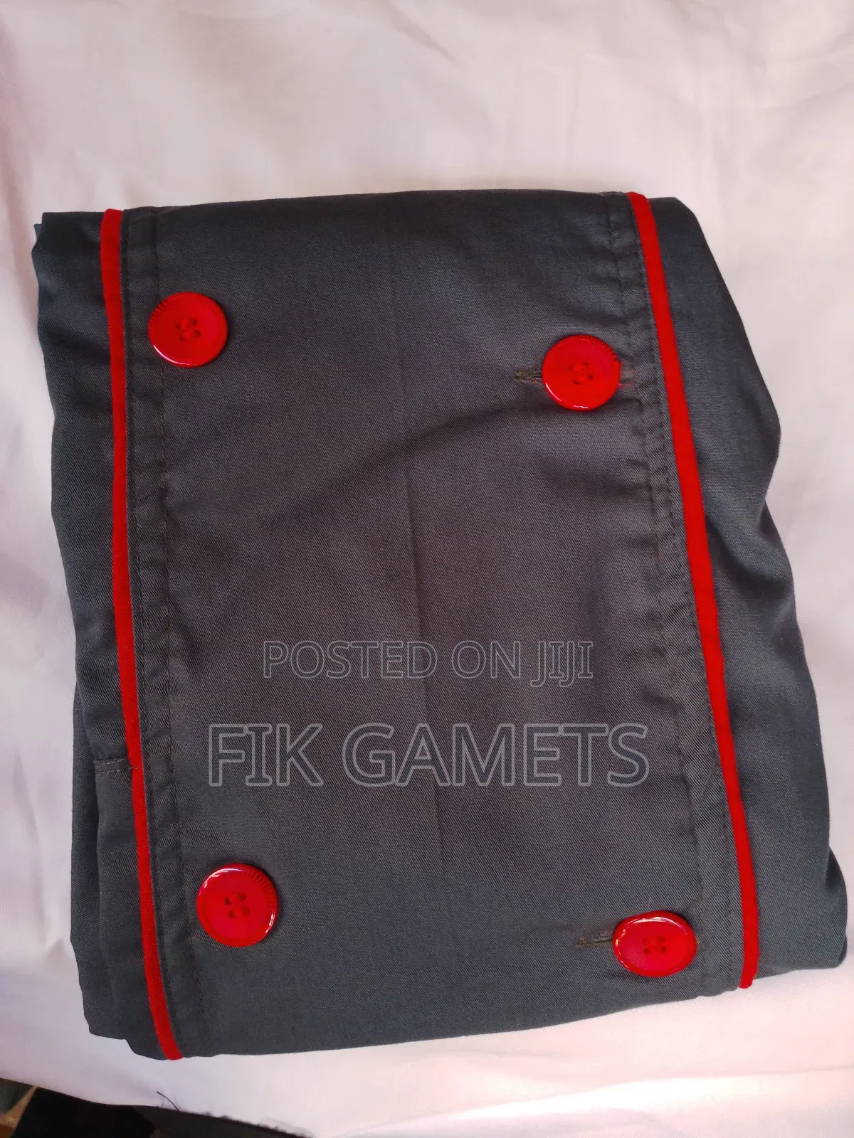 Grey Chefs Uniforms With Red Color