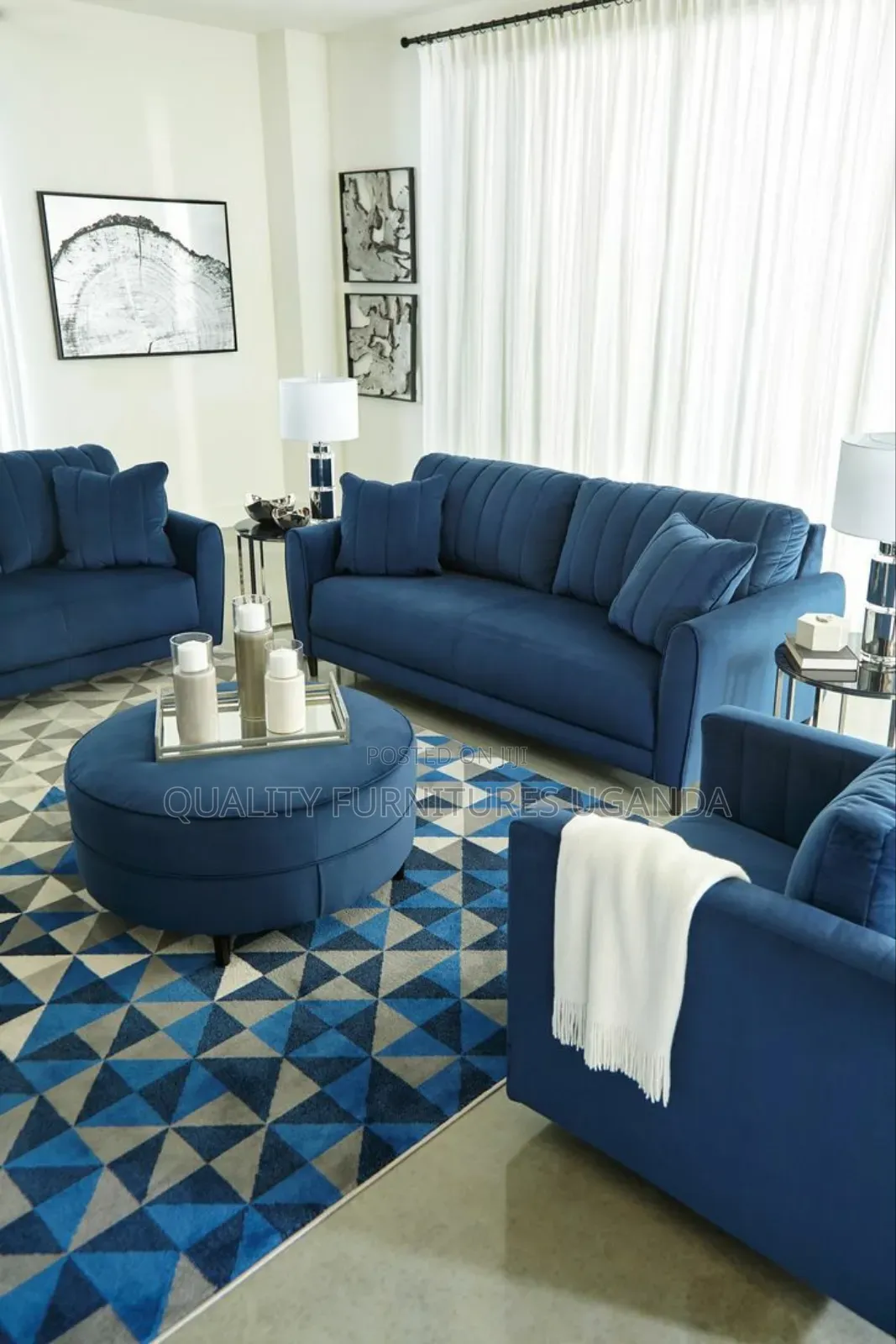6 Seater Fibre Blue Giant Sofa Set