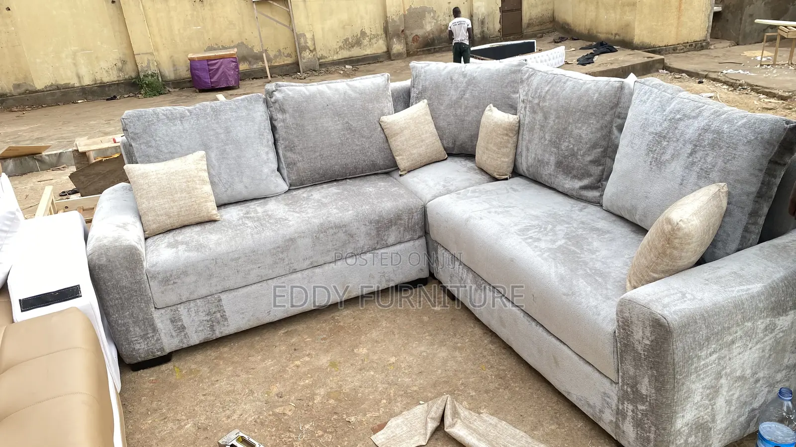 Gray Simple L Sofa