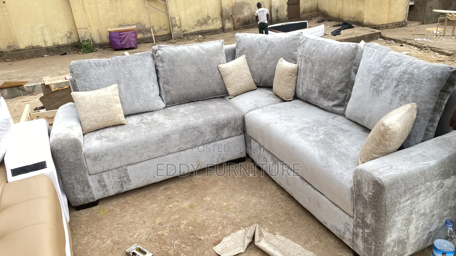 Gray Simple L Sofa