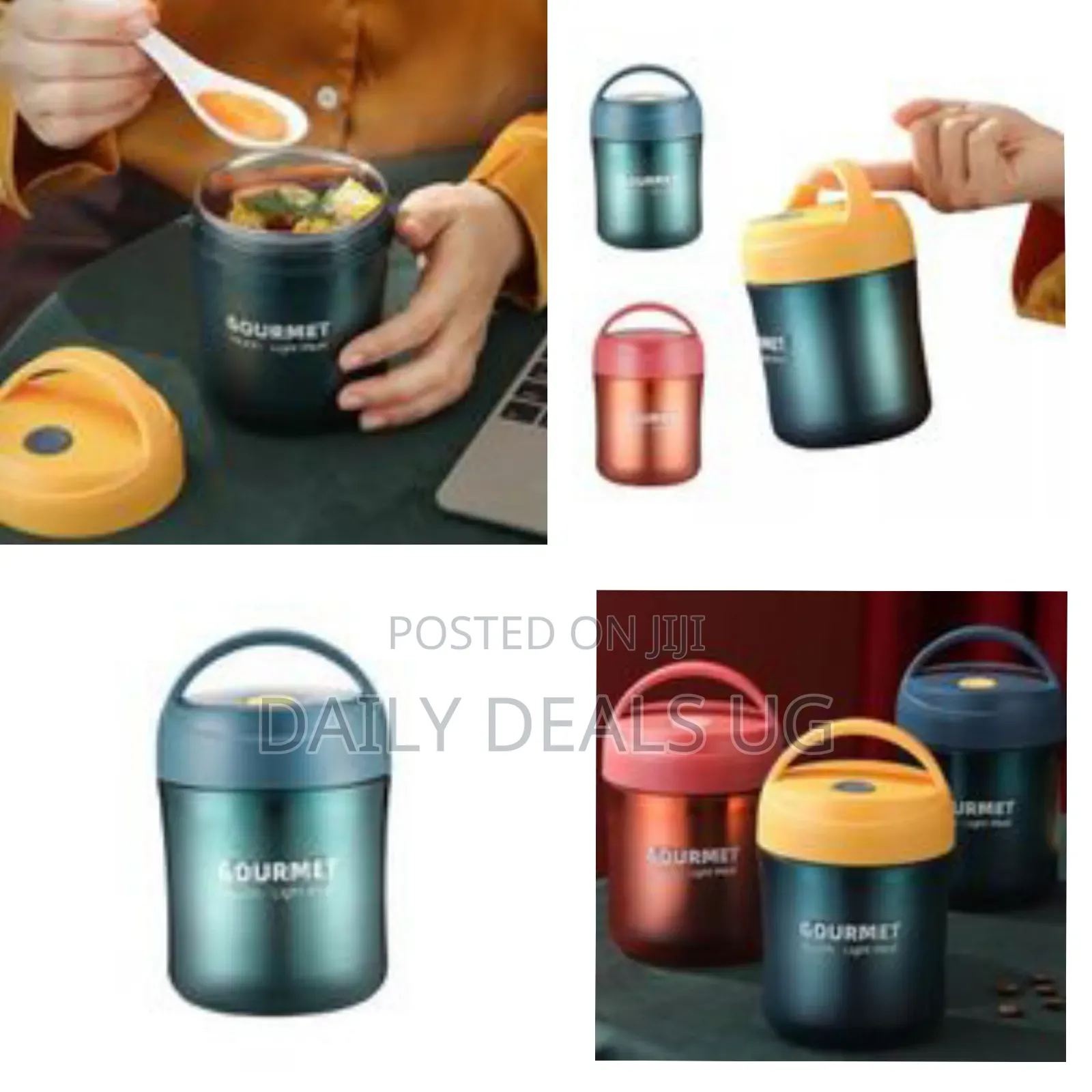 Gourmet Plastic Insulated Lunch Box Thermal Food Flask,500ml-Green