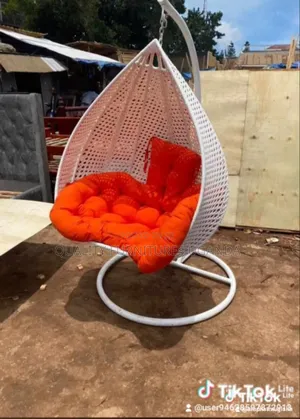 White Swinging Basket Chair/Rattan Design