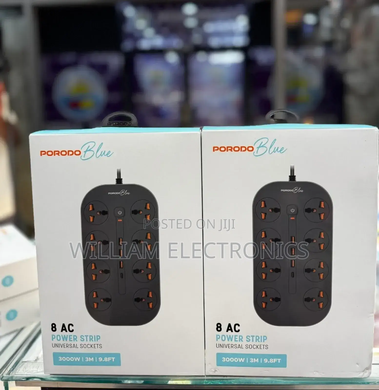 Porodo Blue 8 Ac Power Strip Universal Socket