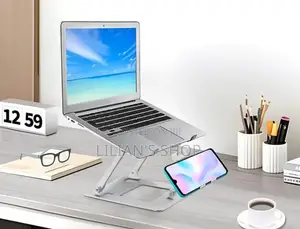 Foldable Dual Laptop and Mobile Phone Aluminium Stand
