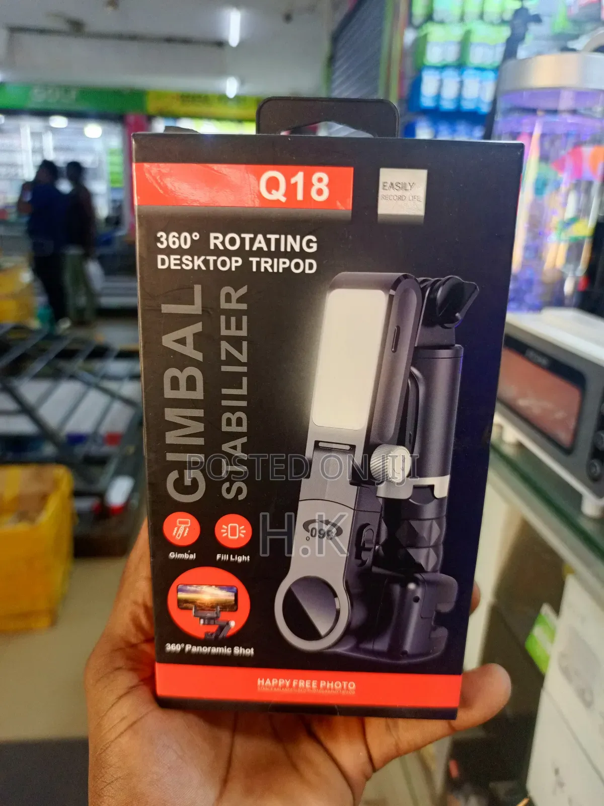 Q18 Gimble Stabilizer With 360° Rotating Desktop Tripod+Selfie Stick