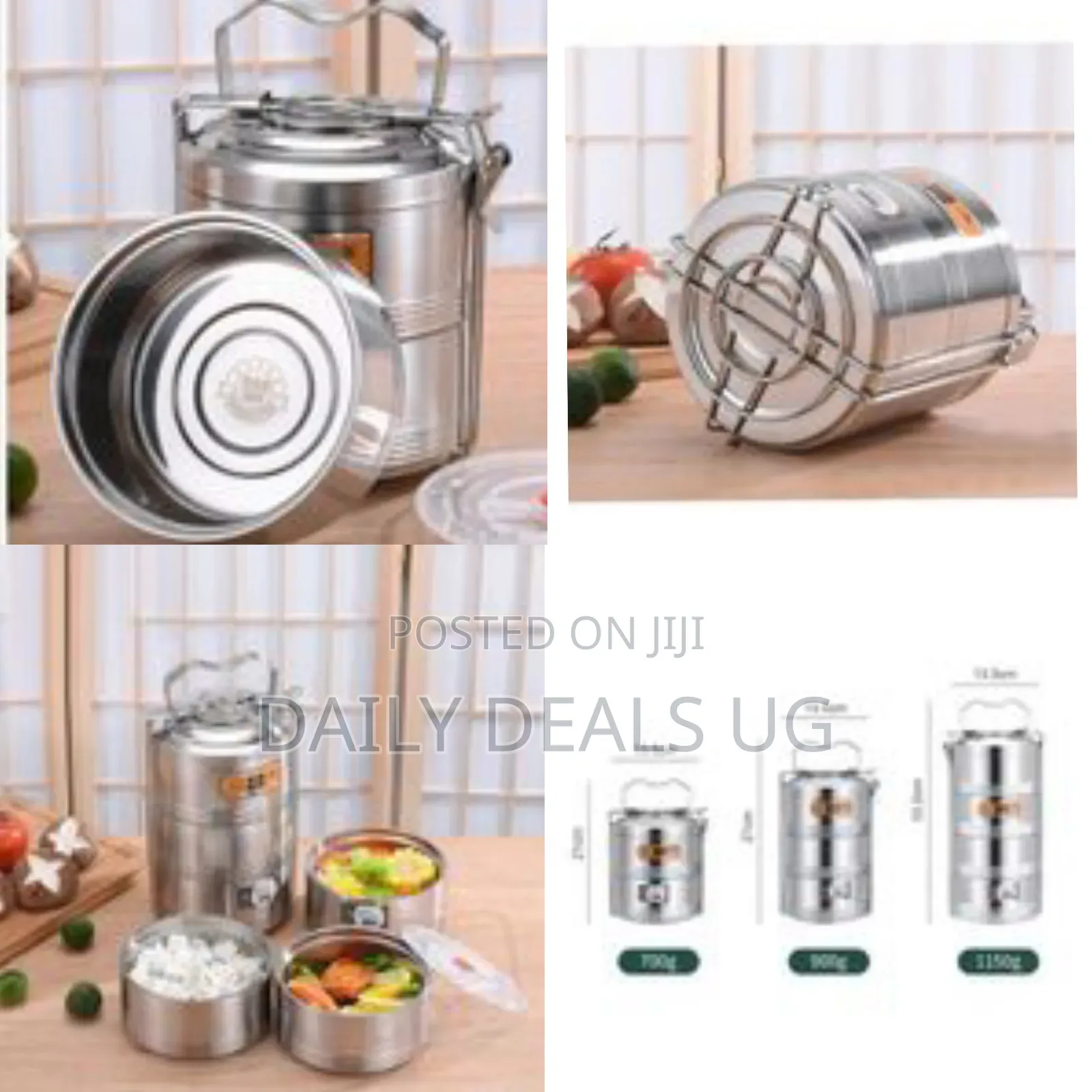 Stainless Steel 16 Cm Air Tight 2 Layers Food Container Carrier Lunch