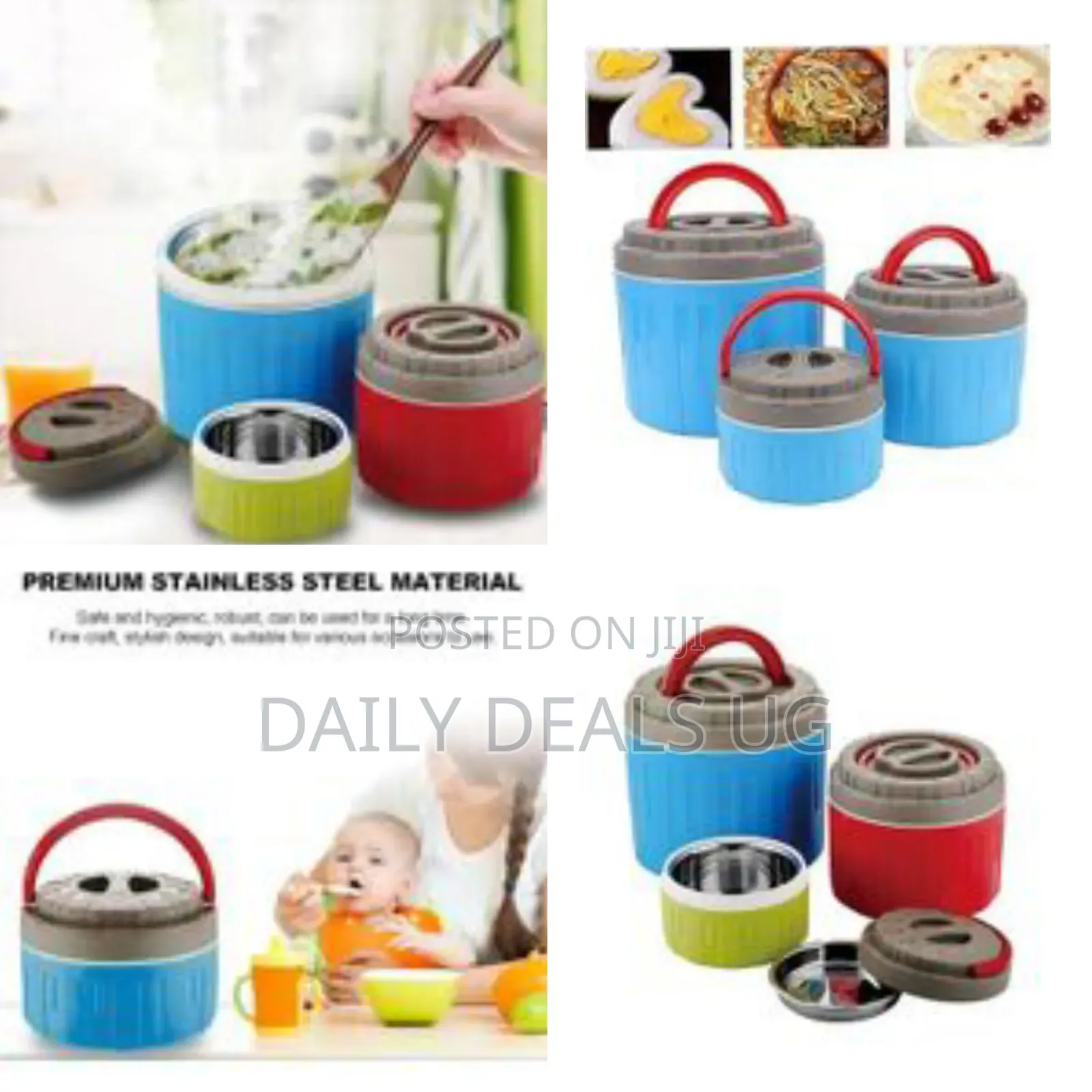 3 Piece of Stainless Steel Insulated Food Container Set for Rice