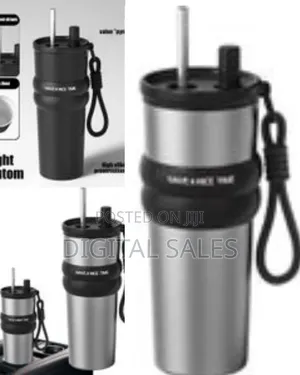 Insulated Coffee Cup Large Capacity Tea Mug With Straw, 710ml Reusable