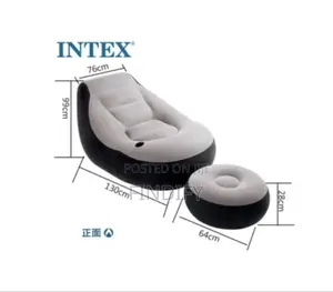 Intex Ultra Lounge Inflatable Chair With an Ottoman Ir Grey and Black