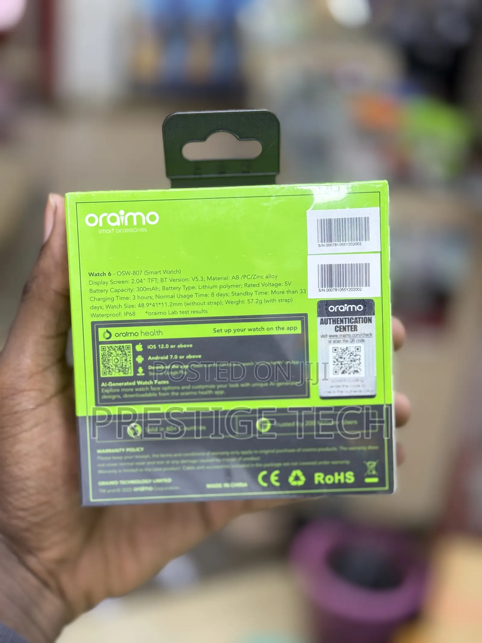 Oraimo Watch 6  2.04inch Tft Ip68 Smart Watch
