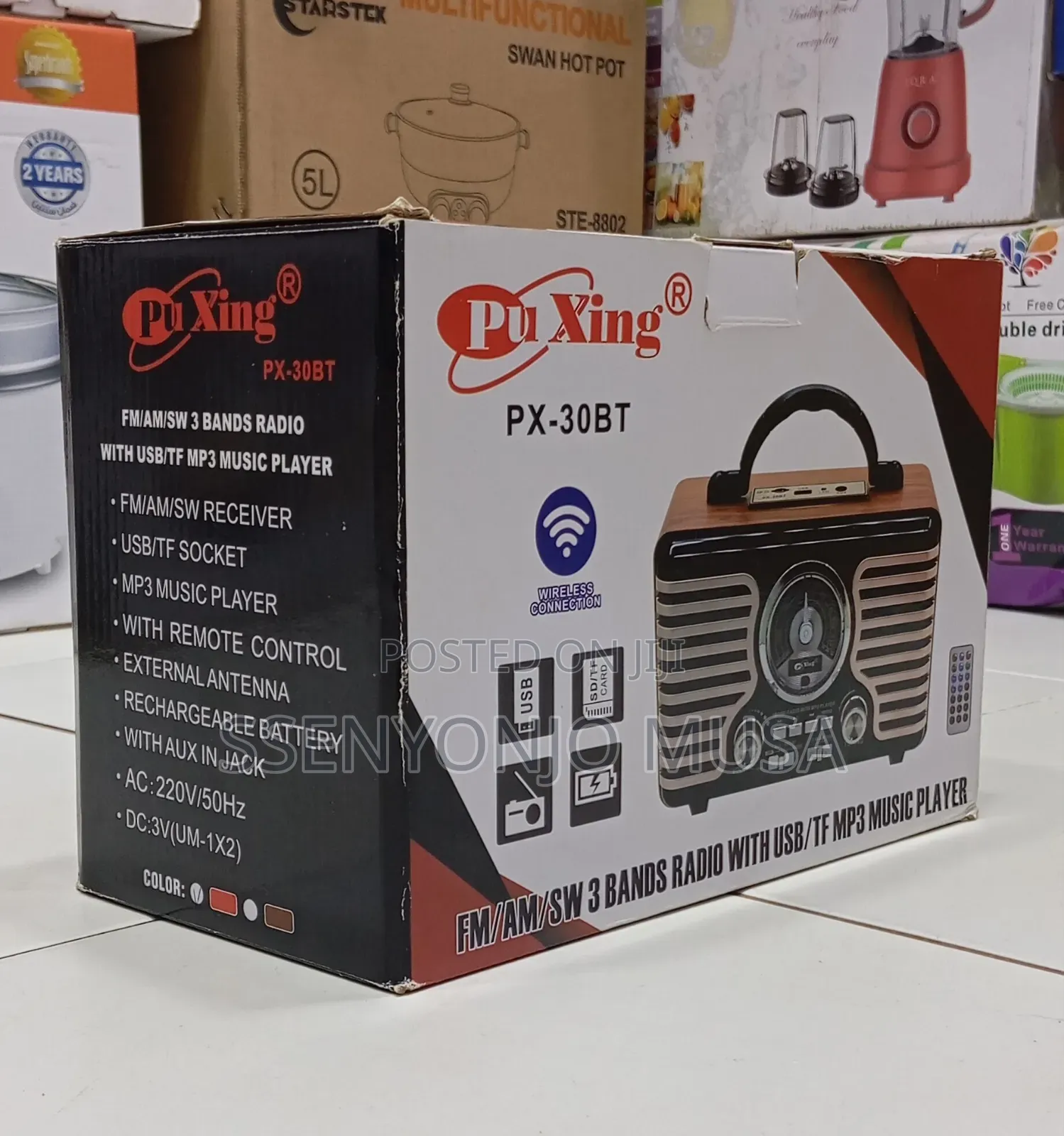 Puxing Px-30bt Fm/Am/Sw 3-Band Radio With Usb/Tf Mp3 Player Bluetooth