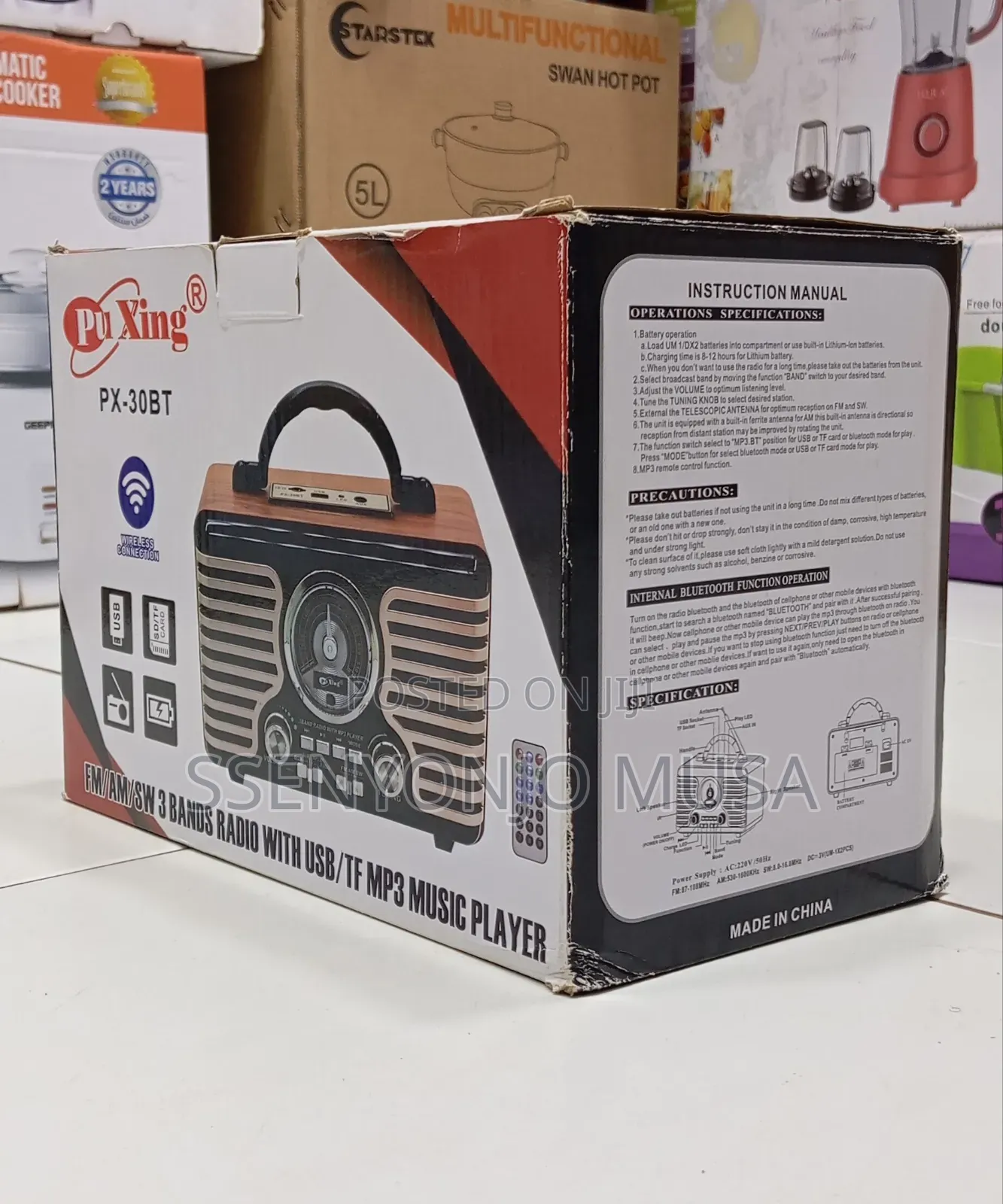 Puxing Px-30bt Fm/Am/Sw 3-Band Radio With Usb/Tf Mp3 Player Bluetooth