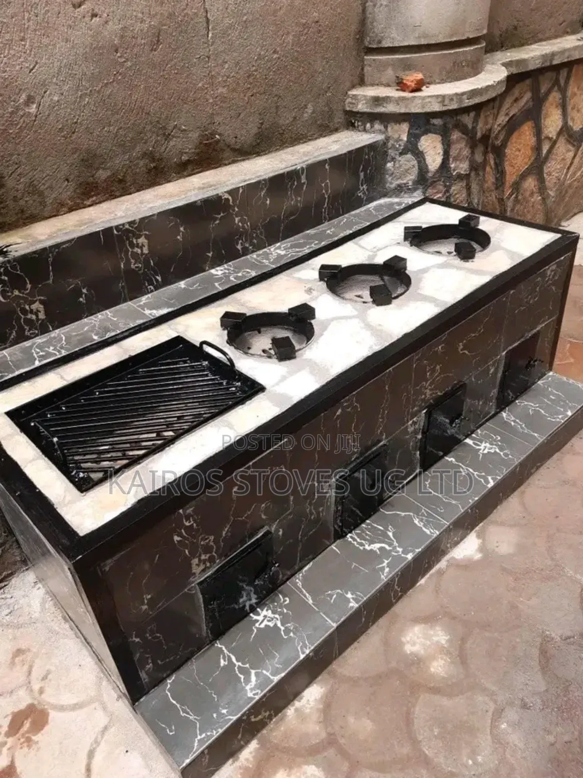 Energy Saving Stove for Firewood and Charcoal With a Grill