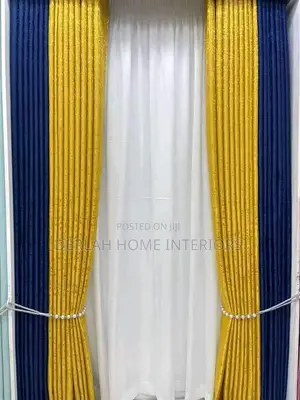 Mastered Yellow and Navy Blue Mix Match Curtains