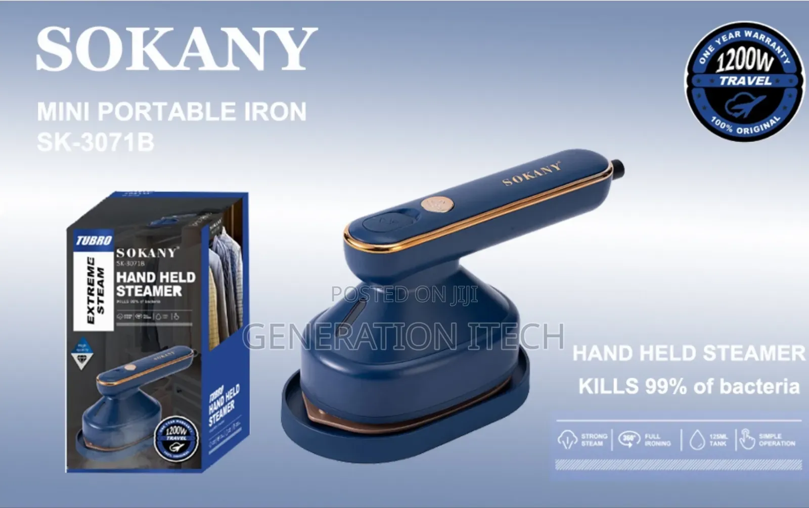 Sokany Hand Held Travel Steam Iron With 125ml Water Tank