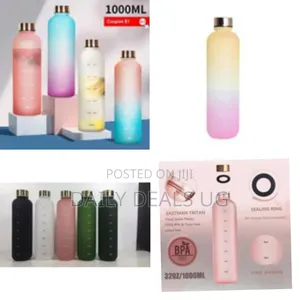 1l Large Water Bottle for Girls Frosted Cup Metal Lid
