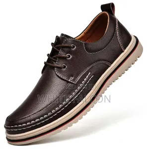 Oxford Dress Leather Laced Shoes With Rubber Sole-Brown