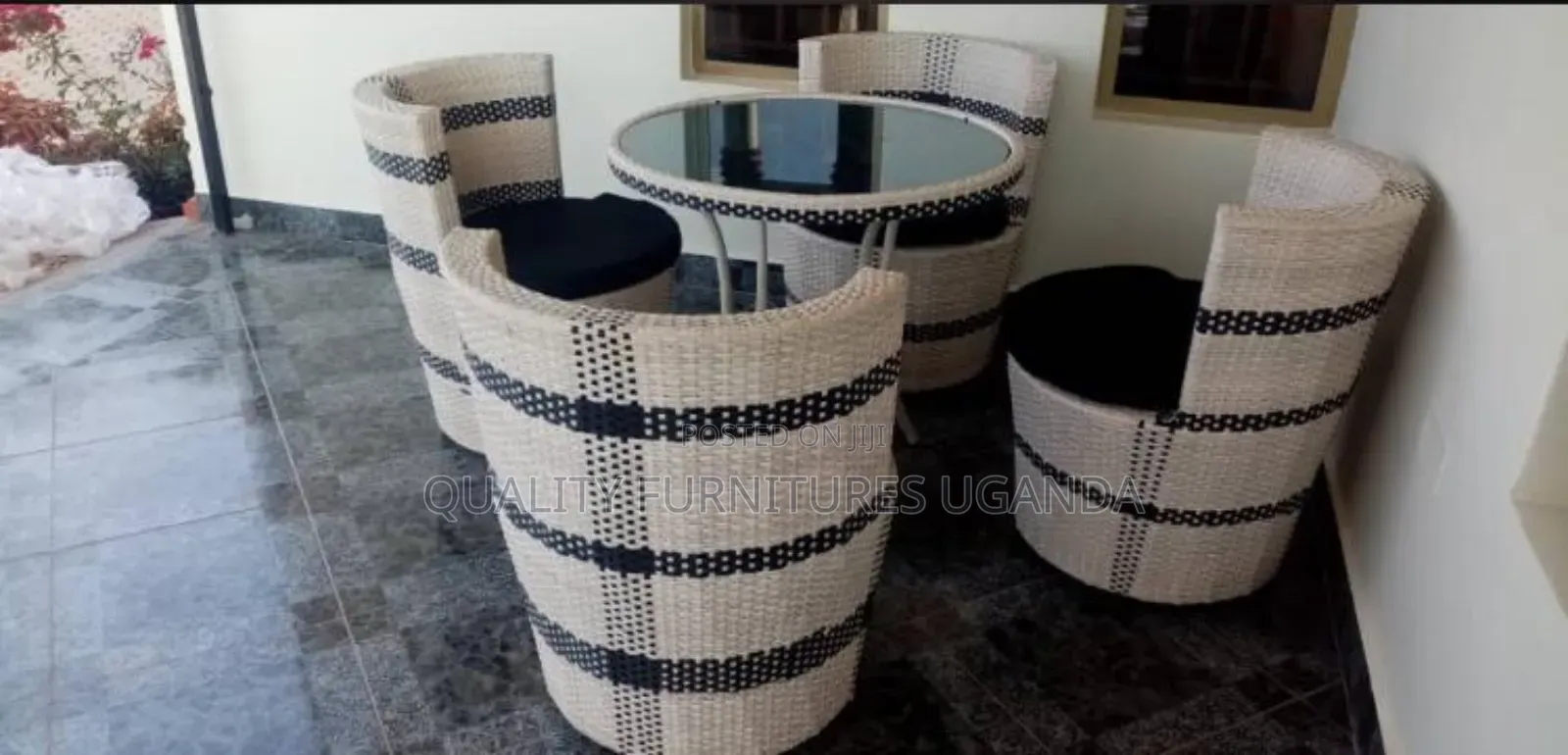 Circular White Balcony Dining Table Set