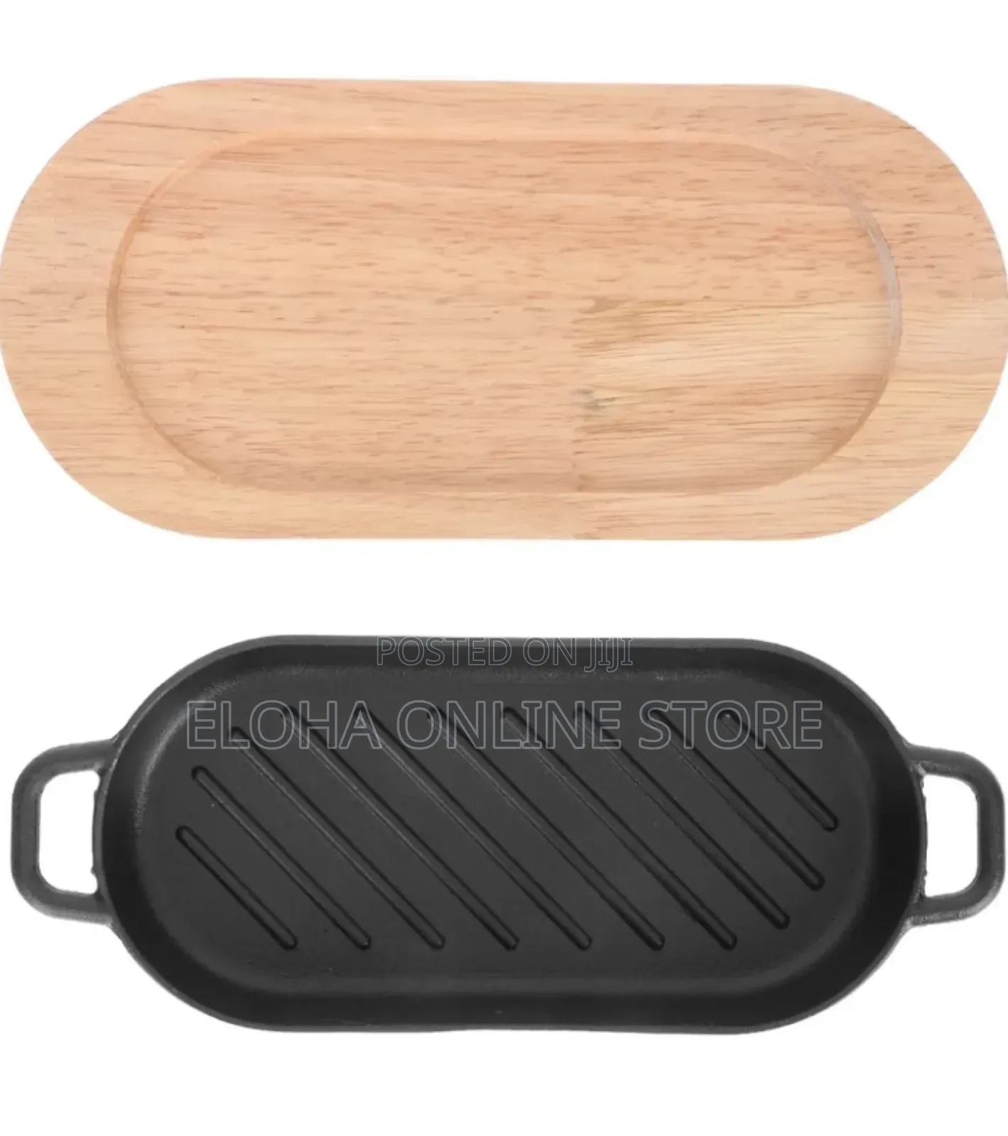Cast Iron Steak Plate With Tray Nonstick Barbecue Grill Pan