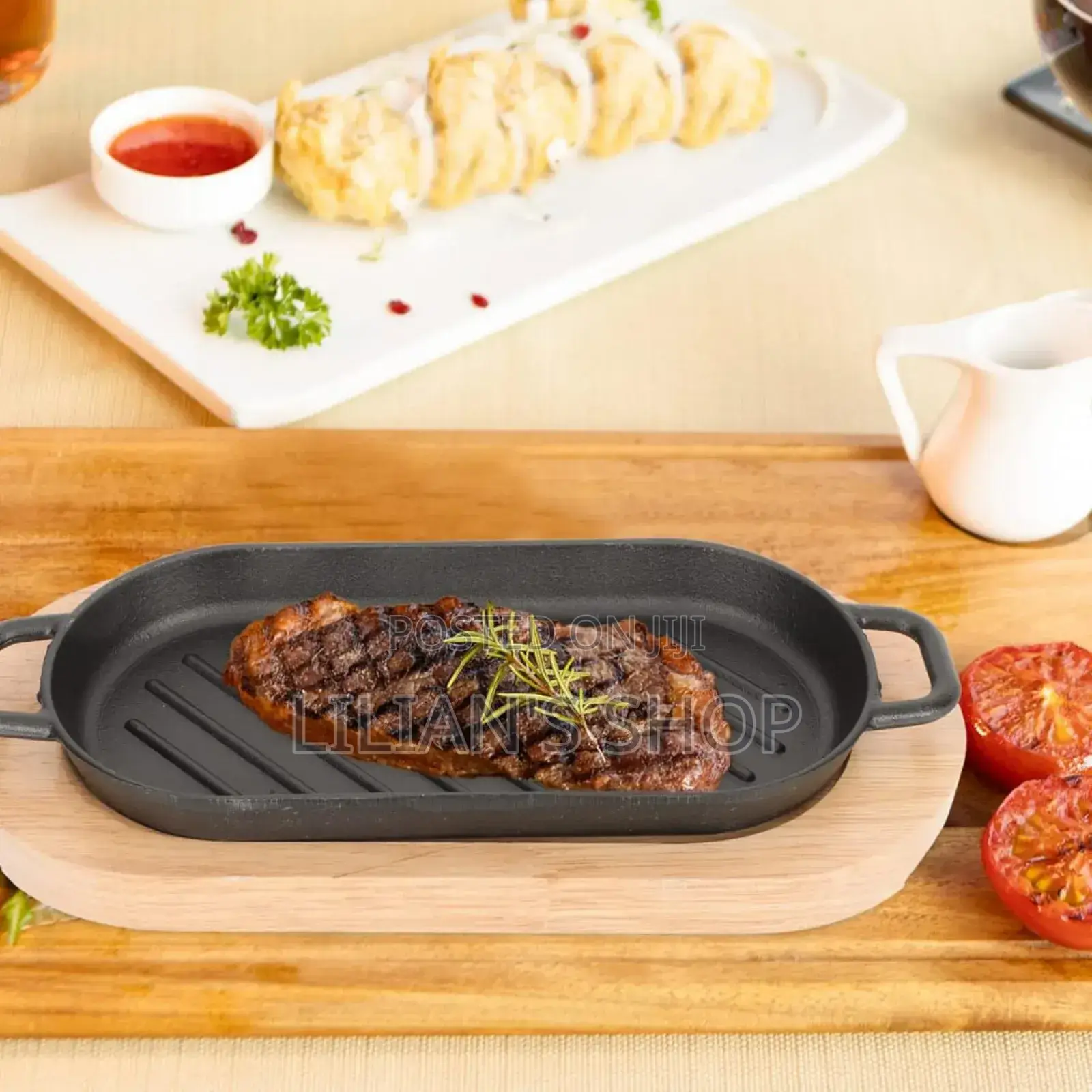 Cast Iron Grizzler Pan With Wooden Base