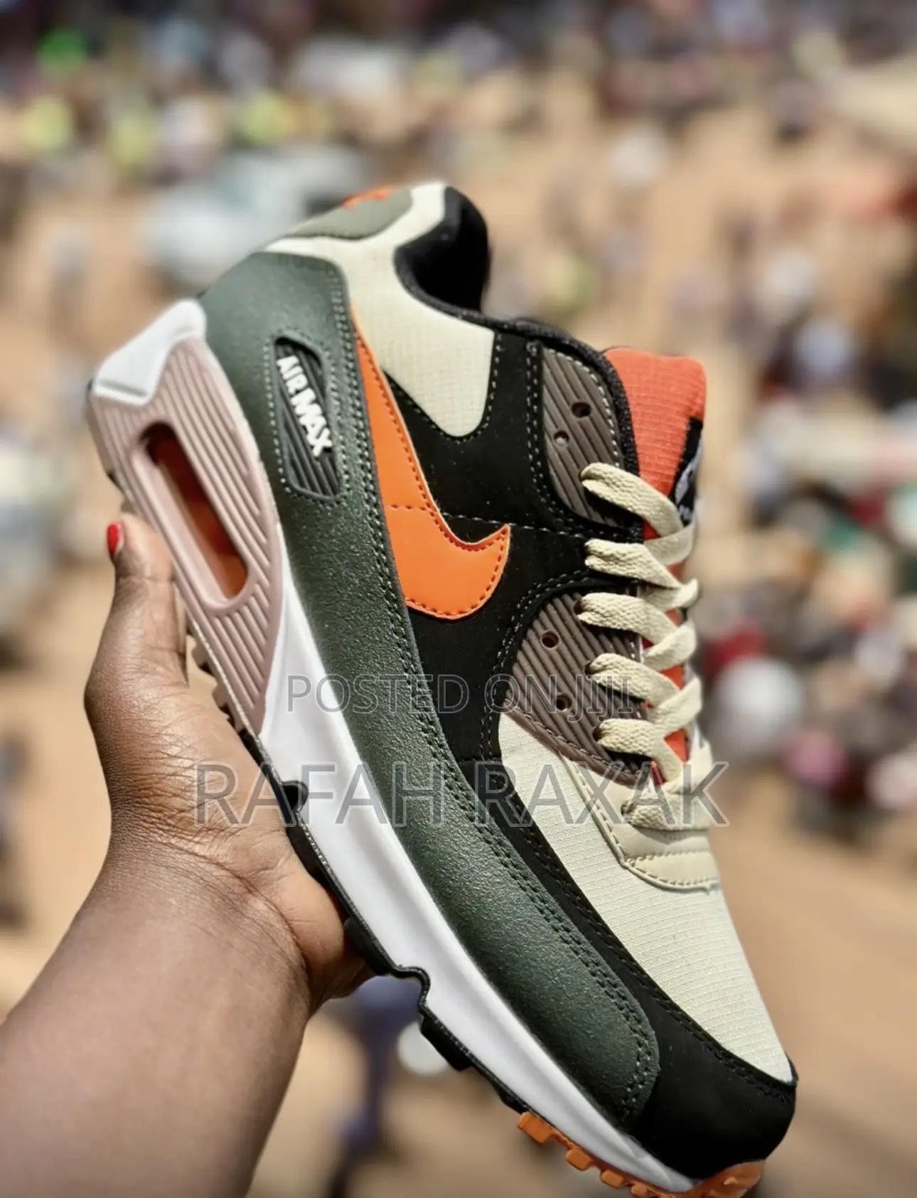 Nike Air Max 90 Dark Army Tweed Olive & Orange Sneakers