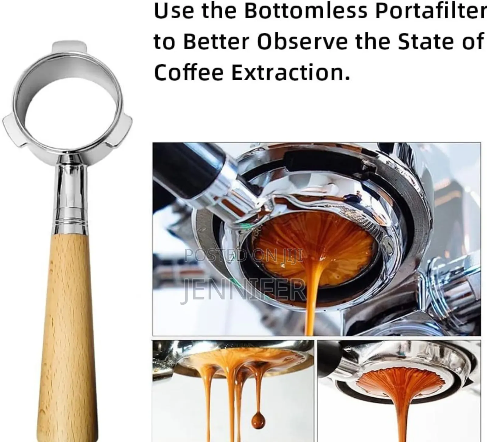 Coffee Portafilter With a Wooden Handle.