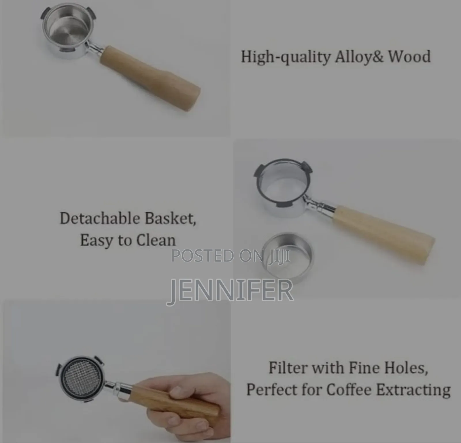 Coffee Portafilter With a Wooden Handle.
