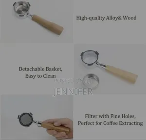 Coffee Portafilter With a Wooden Handle.