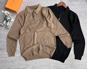 Quarter Zipper Sweater. Black, Brown, White, Black, Grey