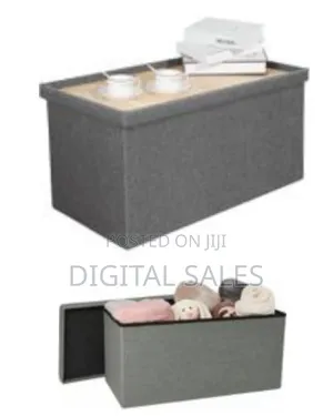 76 X 38 X 38 Cm Faux Linen Finish Collapsible Storage Foot Stool