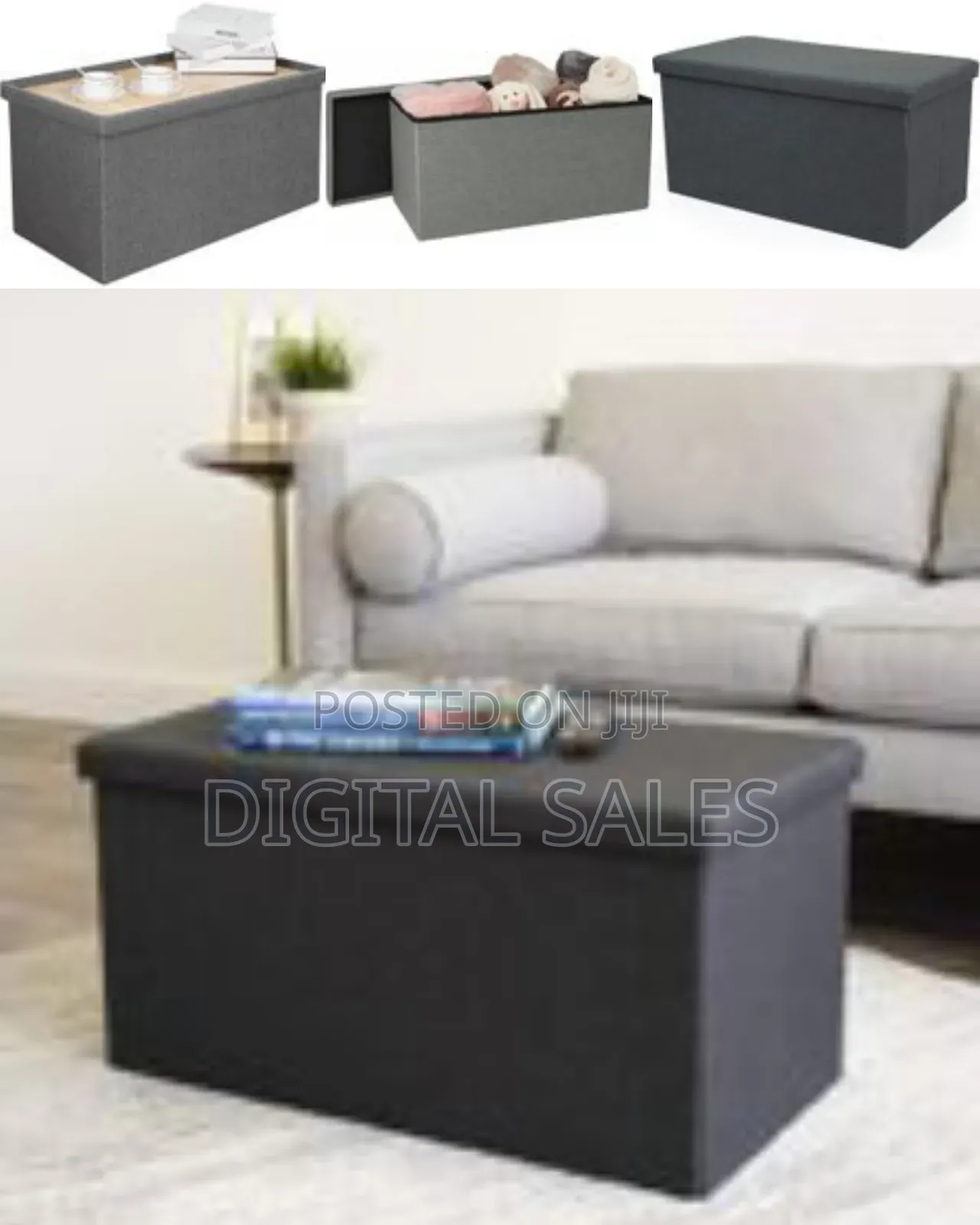 76 X 38 X 38 Cm Faux Linen Finish Collapsible Storage Foot Stool