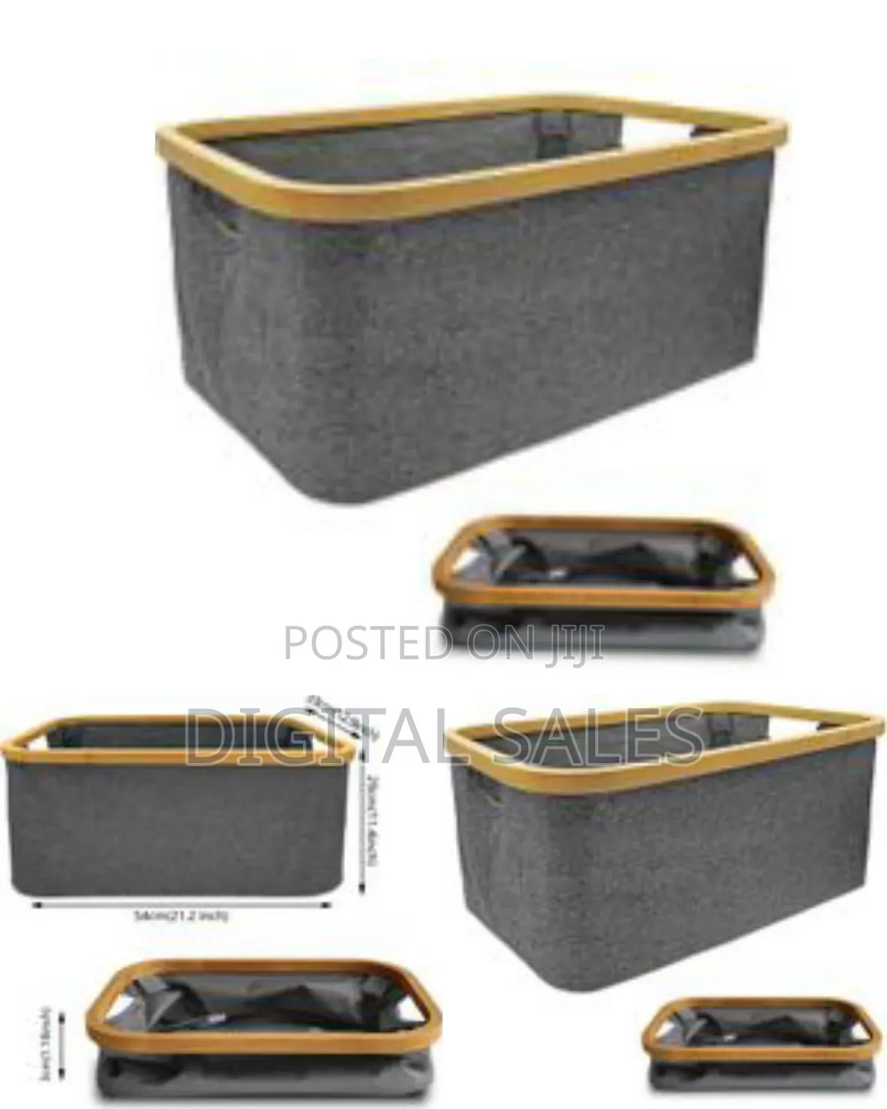Collapsible Laundry Washing Baskets Grey Bamboo Cloth Fabric 5l Large