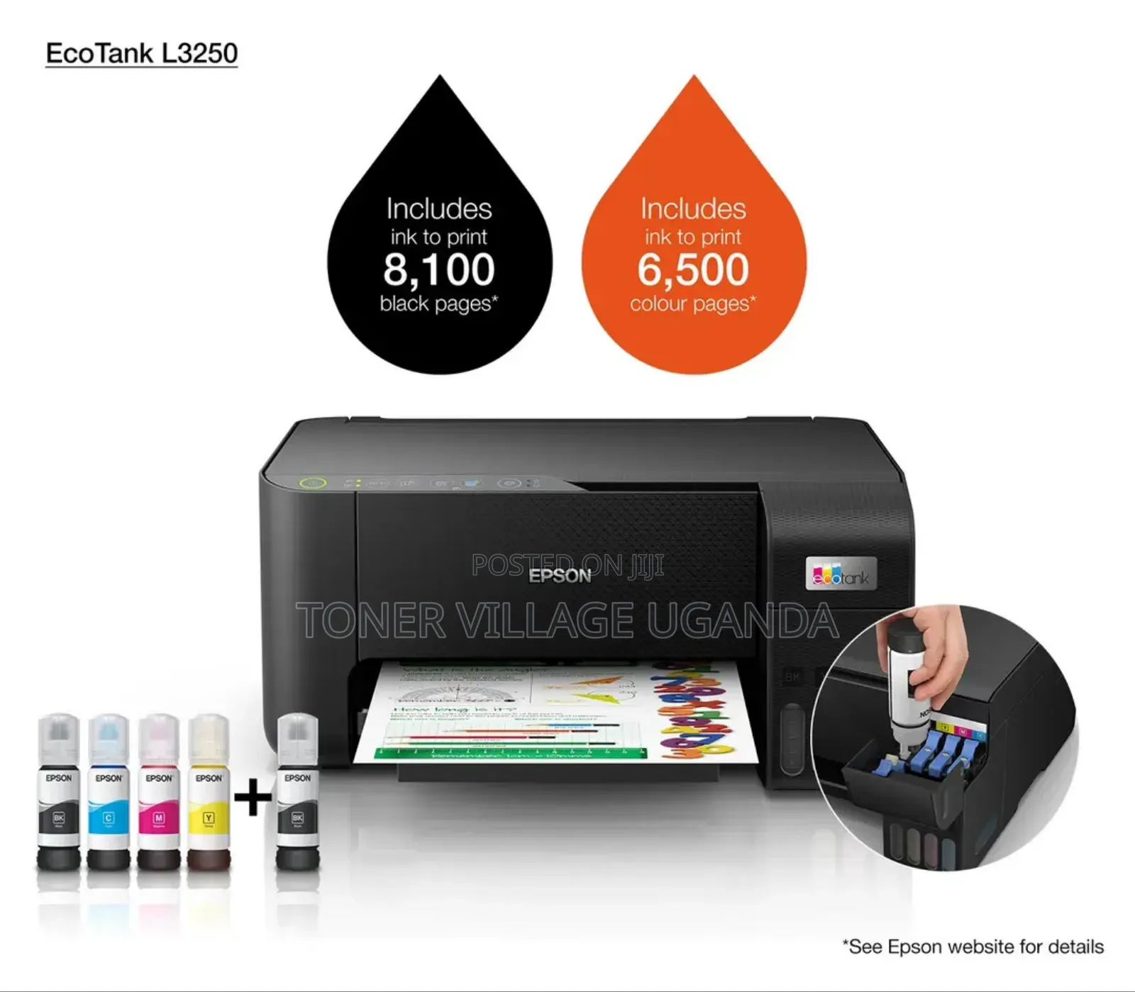 Epson Ecotank L3250 A4 Color 3-in-1 Printer, With Wi-Fi Direct