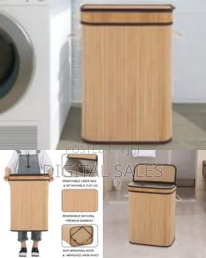 Laundry Hamper With Lid, 72l Bamboo Laundry Basket With Removable