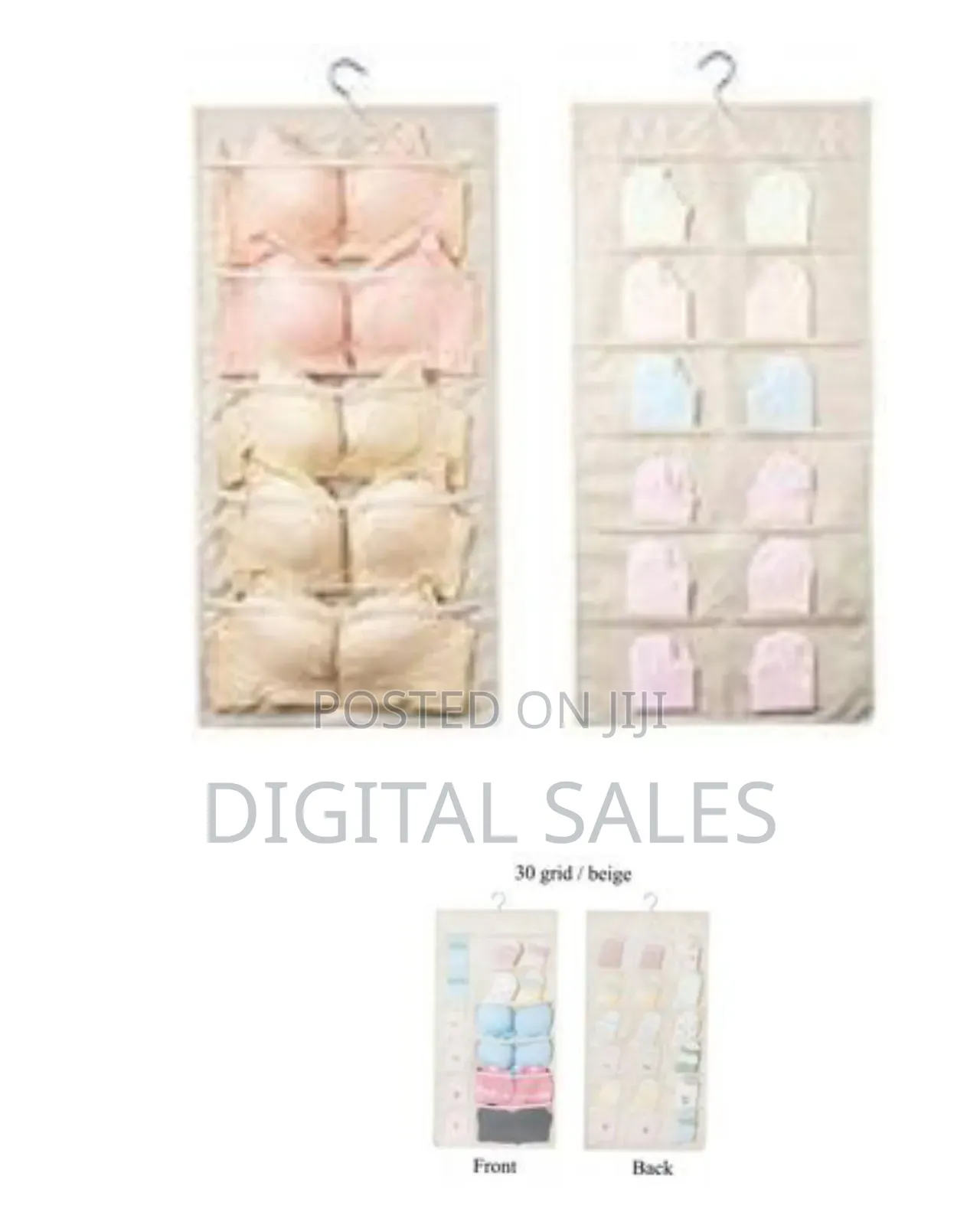 Double Sided 24 Pockets Socks,Bra,Underwear Bag Hanger Storage