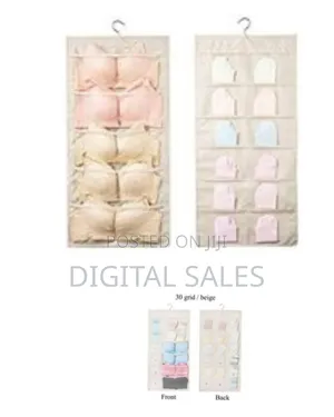 Double Sided 24 Pockets Socks,Bra,Underwear Bag Hanger Storage