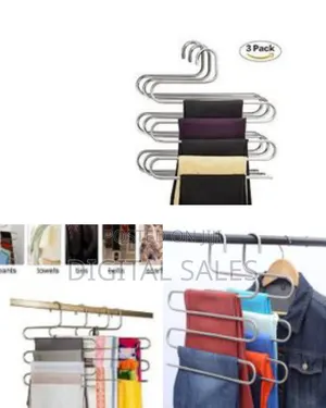 3 Pieces of 5-Tier Pants Hangers S-Type Multi-Purpose Stainless Steel