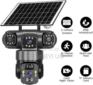 Solar Powered Security Camera With Multiple Lenses