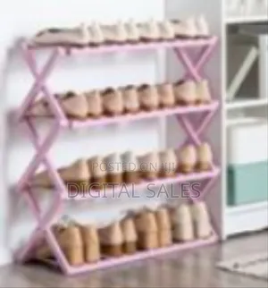 4 Tier Installation-Free Bamboo Wood Shoe Rack Slim Foldable No Asse