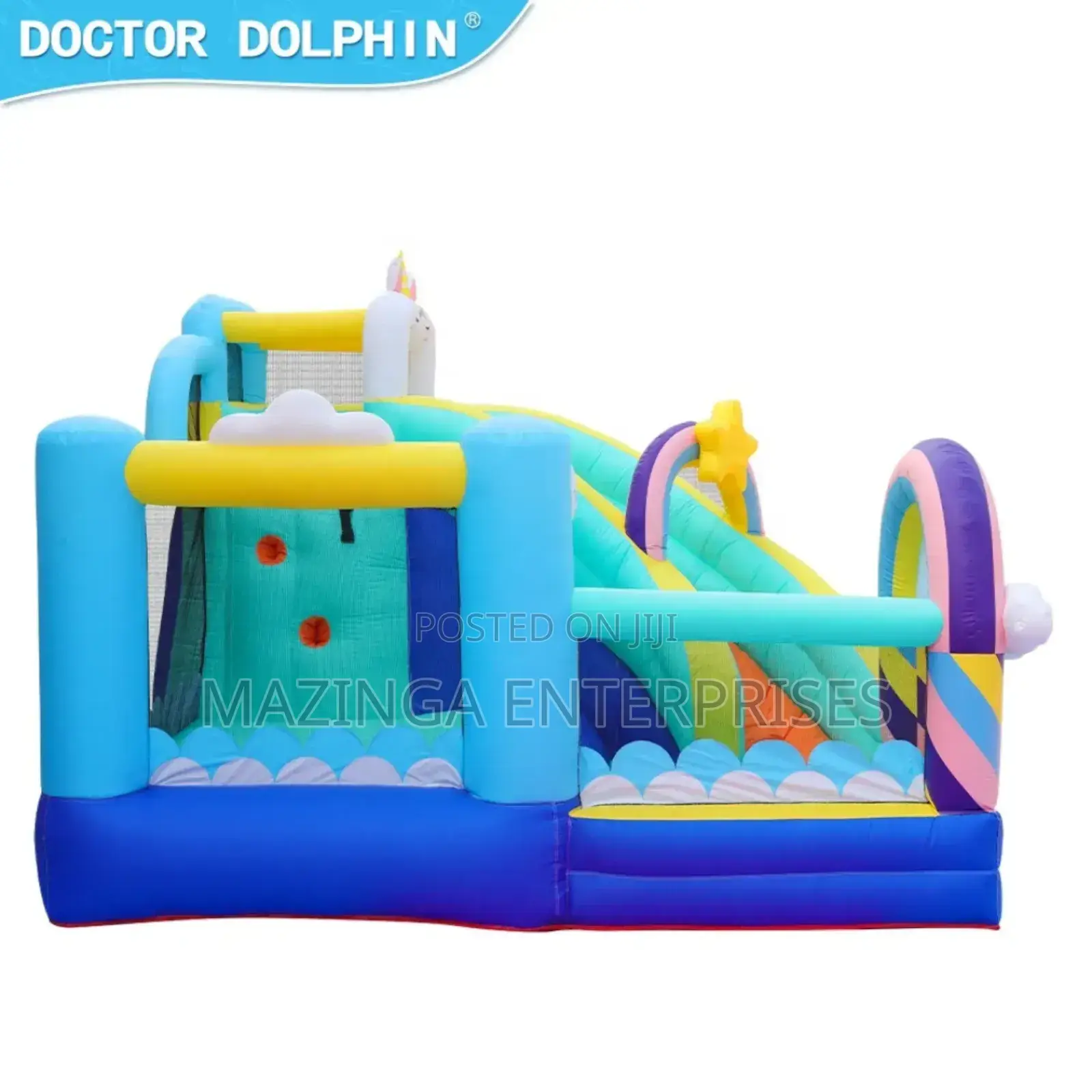 2.4mx3.2mx3m Doctor Dolphin Unicorn Outdoor Bouncing Castles For Sale