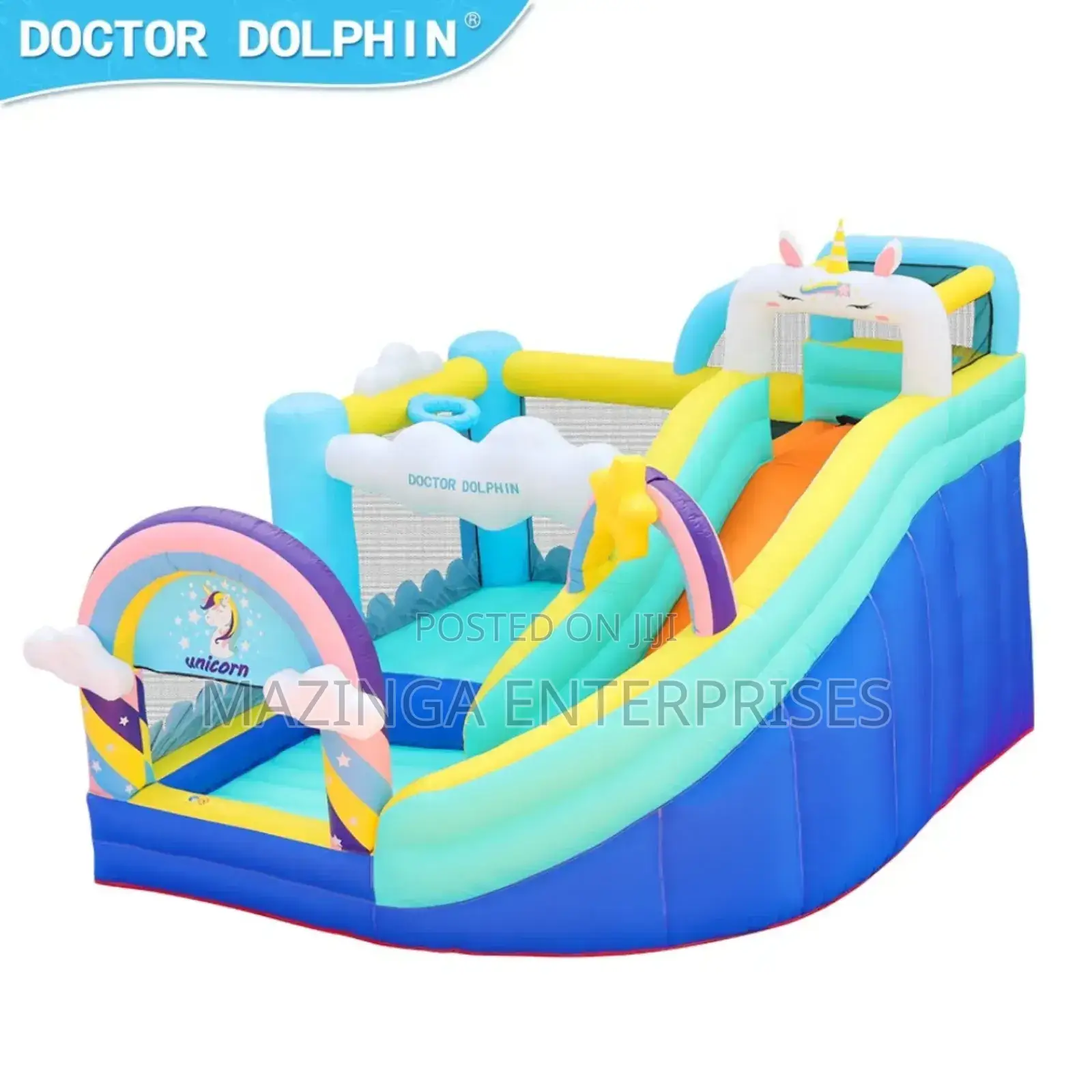 2.4mx3.2mx3m Doctor Dolphin Unicorn Outdoor Bouncing Castles For Sale